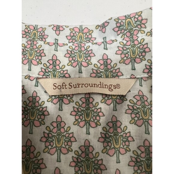Soft Surroundings Tabitha Tunic Top Floral Paisley Green Pink - Petite XS *READ* - Picture 4 of 12